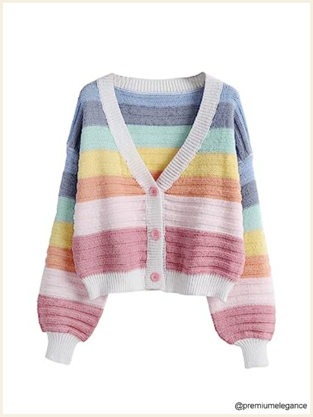 Color Block V Neck Button Front Knit Cardigan Sweater